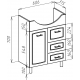 Тумба с раковиной Классик 65 с 3-мя ящиками  белая напольная Bellezza